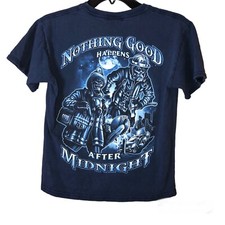Gildan Coral Gables Nothing good after midnight Firefighters Blue Youth Medium