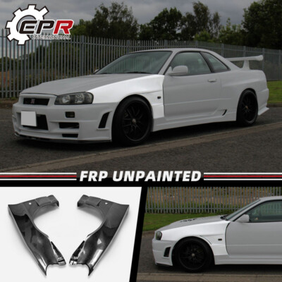 For Nissan Skyline R34 GTR BNR34 FRP Unpainted BV2 Style Vented Front Fender