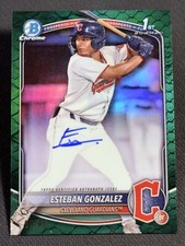 2025 Bowman Chrome 1st GREEN REPTILIAN REFRACTOR AUTO Esteban Gonzalez 96/99