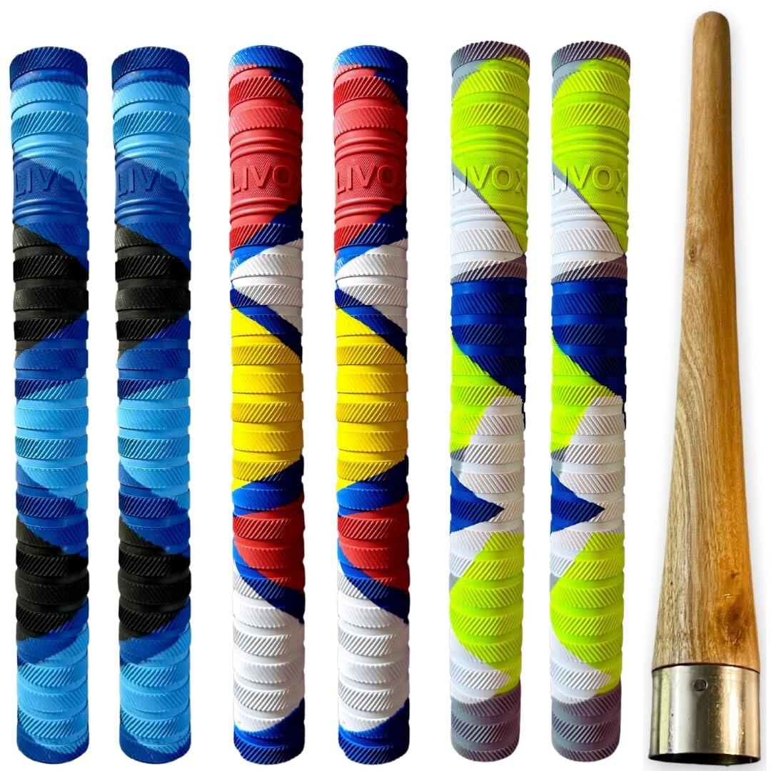 Lot De 6 Grips (poignées) De Batte De Cricket - Caoutchouc Blanc Texture