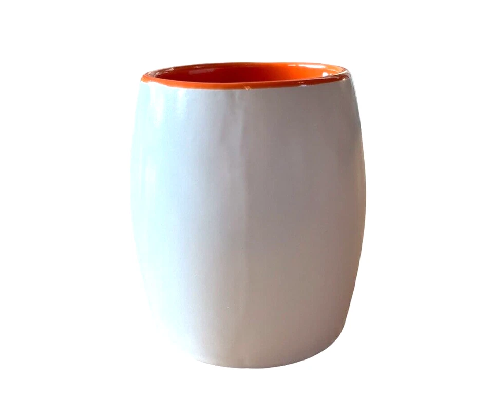 Dunkin' Donuts 14 fl oz White + Orange Porcelain Embossed Logo Coffee Shop Mug - Image 2 of 4