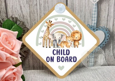 Safari Baby an Bord Autoschild - Baby an Bord | Kind an Bord - Babydusche