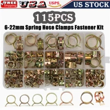 115PCS 6-22mm Spring Hose Clamps Fastener Kit Water/Fuel Line Pipe Air Tube Clip