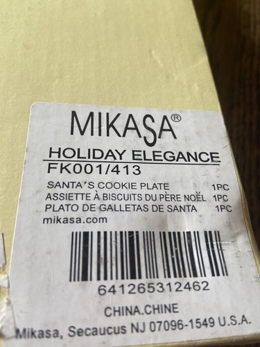 MIKASA FINE PORCELAIN FK001 HOLIDAY ELEGANCE SANTA'S COOKIE PLATE IN ORIG. BOX - Picture 7 of 7