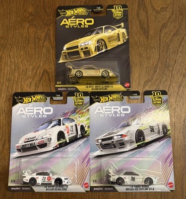Hot Wheels Premium Aero Styles GOLD CHASE  Nissan Skyline ER34 S15 R32 LOT of 3