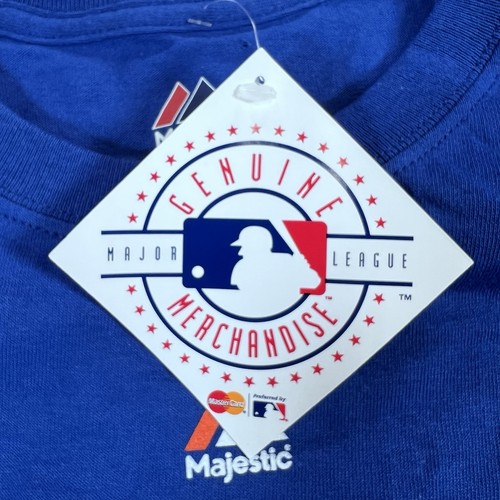 New York Mets T Shirt Uomo XXL 2XL Blu Manica Corta Majestic MLB Baseball Nuova - Foto 7 di 10