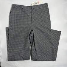 Alfred Dunner Womens Pull On Pants Size 10 Black White Poly Rayon Straight Fit