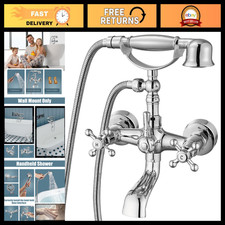 Wall Mount Bathtub Faucet Tub Filler with Handheld Shower, Polished Chrome Finis