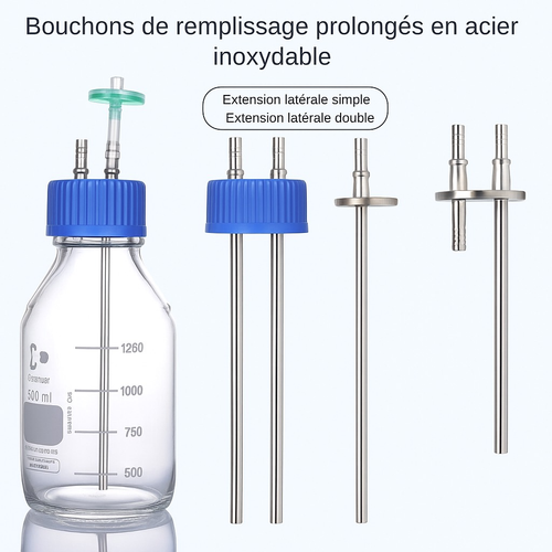 Bouchon De Bouteille Recharge GL45 1-4 Trous Acier Inoxydable - Étanchéité Parfaite Laboratoire