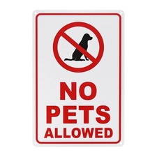 1-Pack No Pets Allowed Sign, 14" No Dog Sign for Garden/Pool Red on White 
