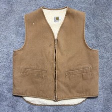 VTG CARHARTT 6SV Vest Men  s Large Brown Union USA Sherpa Duck Canvas Distressed