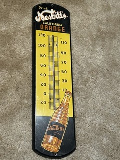 Vintage Advertising 1938 Nesbitt's Thermometer 27" x 7" California Orange