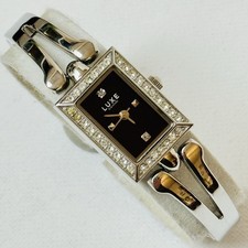 Luxe Diamond Women's Watch Silver Bracelet Black Dial Crystals Bezel ZRT5011