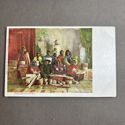 WA Puget Sound Indians NATIVE AMERICAN POSTCARD unp und wb Lowman & Hanford 1907