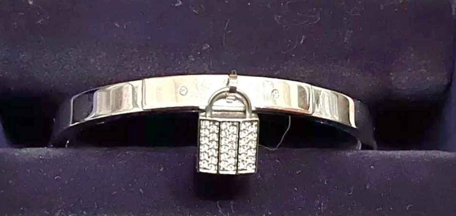 Brazalete Brazalete Swarovski, Acero Inoxidable Candado Cristal Caja Original Incluida Foto 2 de 4