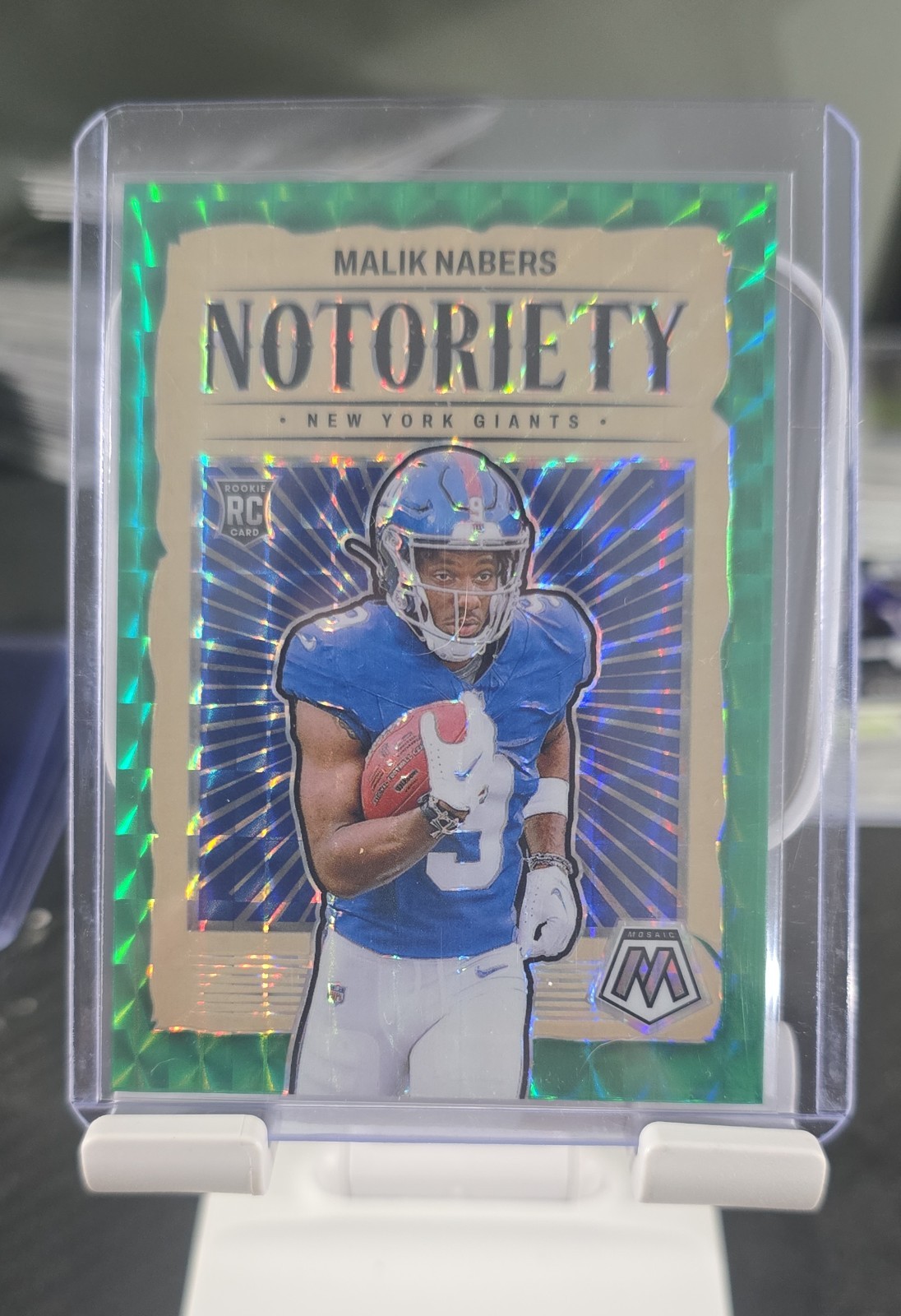 2024 Panini Mosaic - Notoriety Malik Nabers #23 Green Mosaic Prizm (RC)