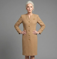 6 M Vintage Steve Fabrikant Beige Wool Knit Long Sleeve Sweater Dress Office
