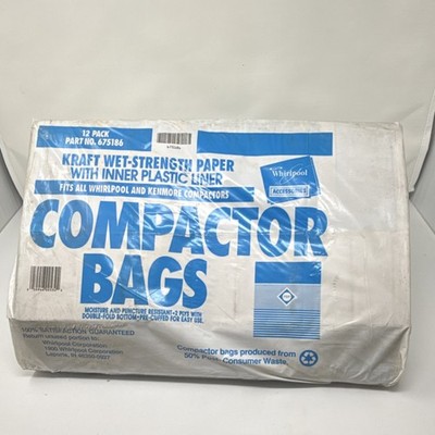Whirlpool Compactor Bags 12 Pack White 675186 Moisture & Puncture Resistant