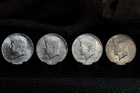 1964 Kennedy Half Dollars Lot of Four Beauties 90% Pure Silver COOL!