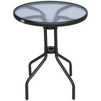 Balkontisch Gartentisch Glastisch Bistrotisch Metall Sicherheitsglas ∅60X70Cm