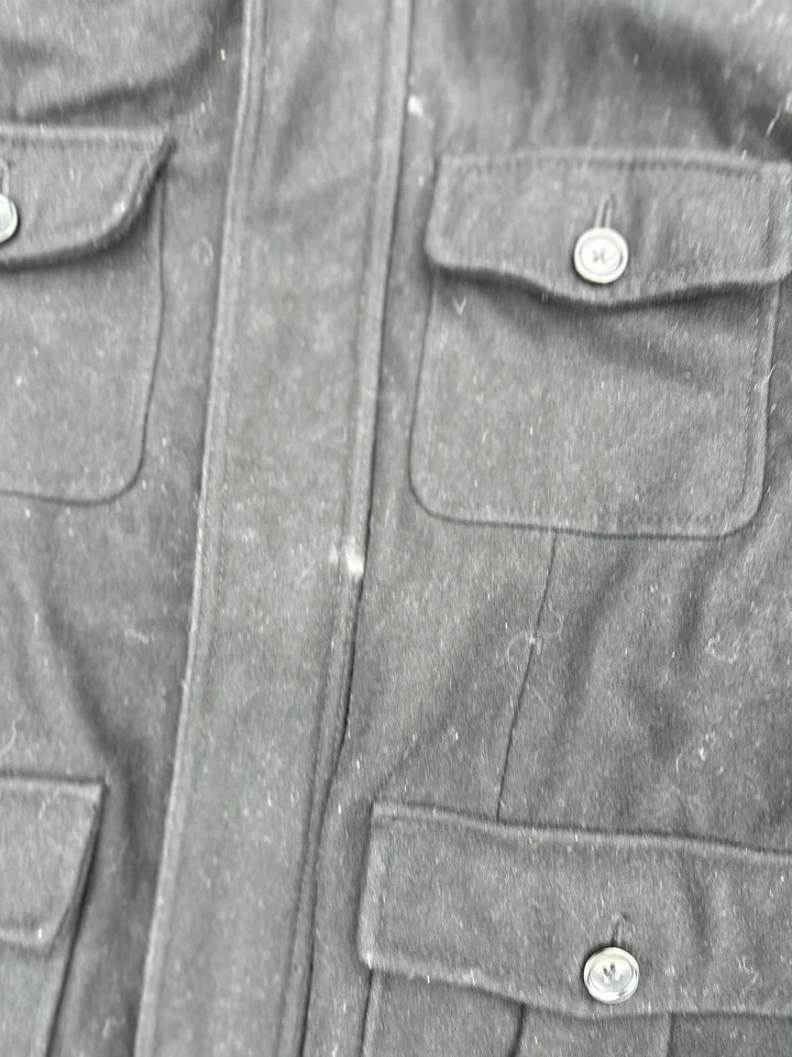 Abrigo Chaqueta de Campo Militar Merona Cuatro Bolsillos Para Hombre Mediano Mezcla de Lana Negro Foto 4 de 4