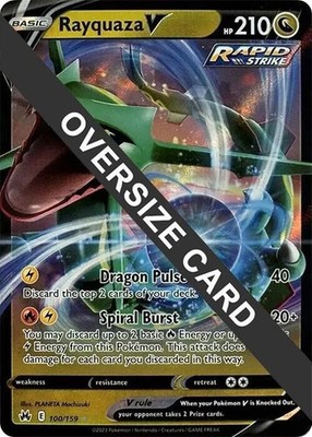 Pokemon Rayquaza V #100/159 Crown Zenith JUMBO/OVERSIZED Ultra Rare Holo NM