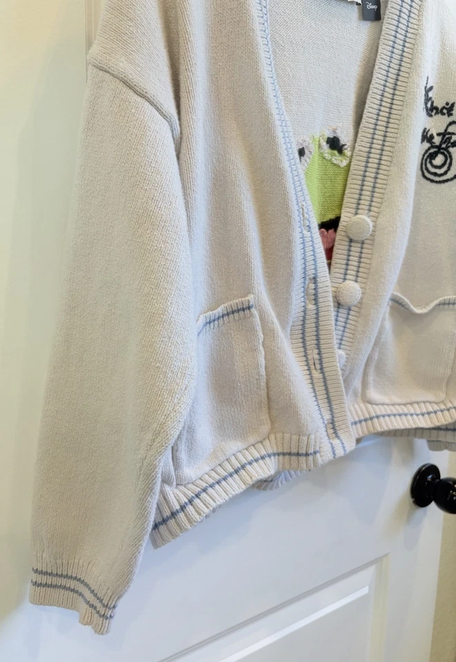 Zara Disney Muppets Kermit the Frog Muppets Disney Cardigan Women’s Small Beige - Image 4 of 4