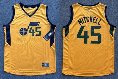 NWT Fanatics Utah Jazz Donovan Mitchell 45 Jersey Youth Large Gold Spida NEW