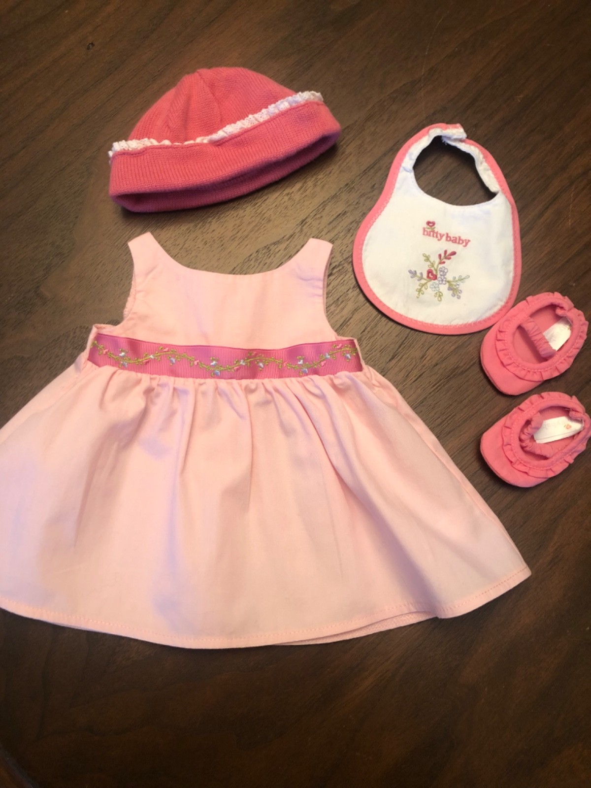 American Girl Bitty Baby Girl Starter Items Pink Dress/Booti