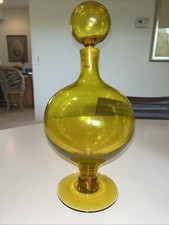 Blenko Wayne Husted 6211 Footed Ball Decanter Bottle Jonquil 15.5&rdquo;
