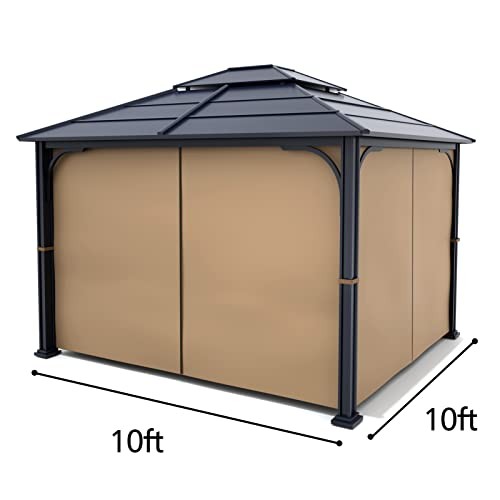 Gazebo di ricambio per zanzariere, 4 pannelli con cerniera per giardino, patio, cortile, cortile (10 x 13 cm, marrone