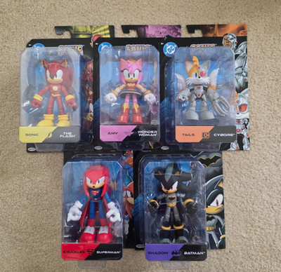 Jakks DC x Sonic The Hedgehog Tails, Knuckles, Shadow, Sonic, Amy Bundle 5'' Fig