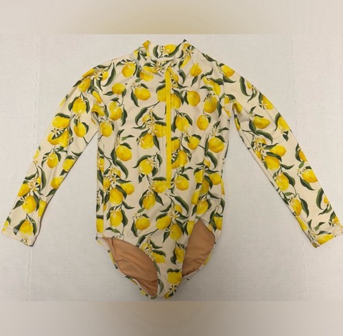 Crewcuts (J.Crew) Kids Lemon Print Rashguard Swimsuit 4-5Y, UPF 50