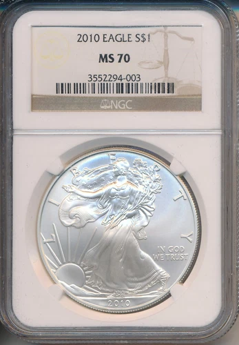 2010 $1 AMERICAN SILVER EAGLE ** NGC CERTIFIED MS 70**