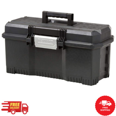 NEW 1-Touch Latch Tool Box 24 in Portable Removable Tray Waterproof Lid Black