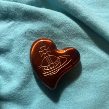 Vivienne Westwood Heart Electronic Gas Lighter Orb Logo Orange USED Excellent