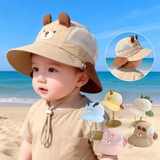 Baby Beach Sun Hat Cartoon Bear Rabbit Ears Mesh Sun Visor Outdoor Summer
