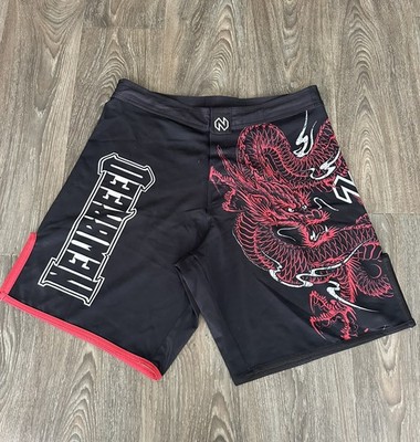 Newbreed Fight Shorts Mens 36 Black / Red Dragon Graphic MMA 