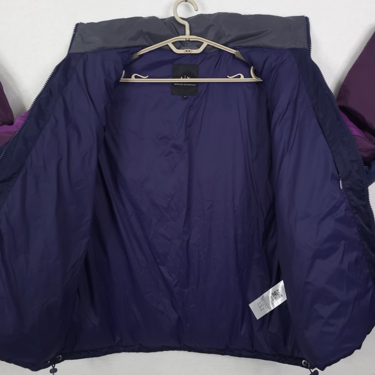 Ax Armani Exchange Puffer Jacket Mens Bold Colorblock, Purple/Gray