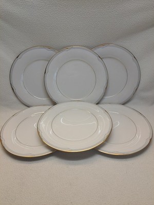 Noritake Fine China 7719 Golden Cove (6) 10 5/8'' Dinner Plates Excellent
