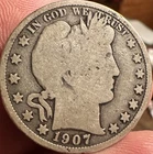 1907 Barber Half Dollar D Mint Mark Silver Denver Coin