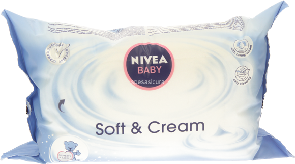 6 CONFEZIONI di salviettine detergenti nivea baby soft & creme - 63 pz