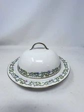 M Redon Limoges Butter Dish, Lid & Insert.  Pink, Blue,Yellow Flowers RDN 51 EUC