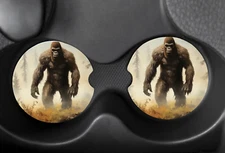 Big Foot Set of 2 Car Coasters Handmade