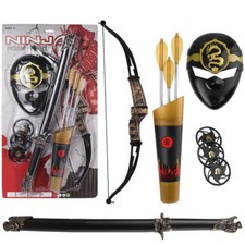 Ninja Warrior Toy Weapons Kids Pretend Play Set Bow Arrow Sword Shuriken Mask