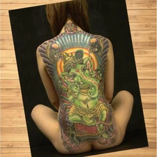 🌟Sexy Model Girl Woman MILF Full Back Tattoo Studio Nudes Photo Shoot Wall Art