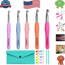 Complete Crochet Hook Set with 5 Ergonomic Hooks and Accessories - Multicolor