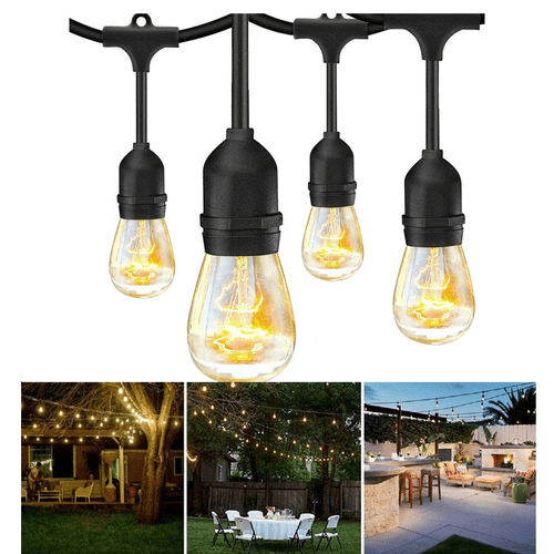 LED Outdoor String Lights 96FT with 11W Edison Vintage Shatterproof Bulbs 2700K - Picture 2 of 12