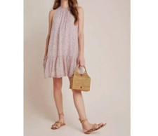 Natalie Flounced Tunic Dress in Neutral Motif from Anthropologie Sz LP