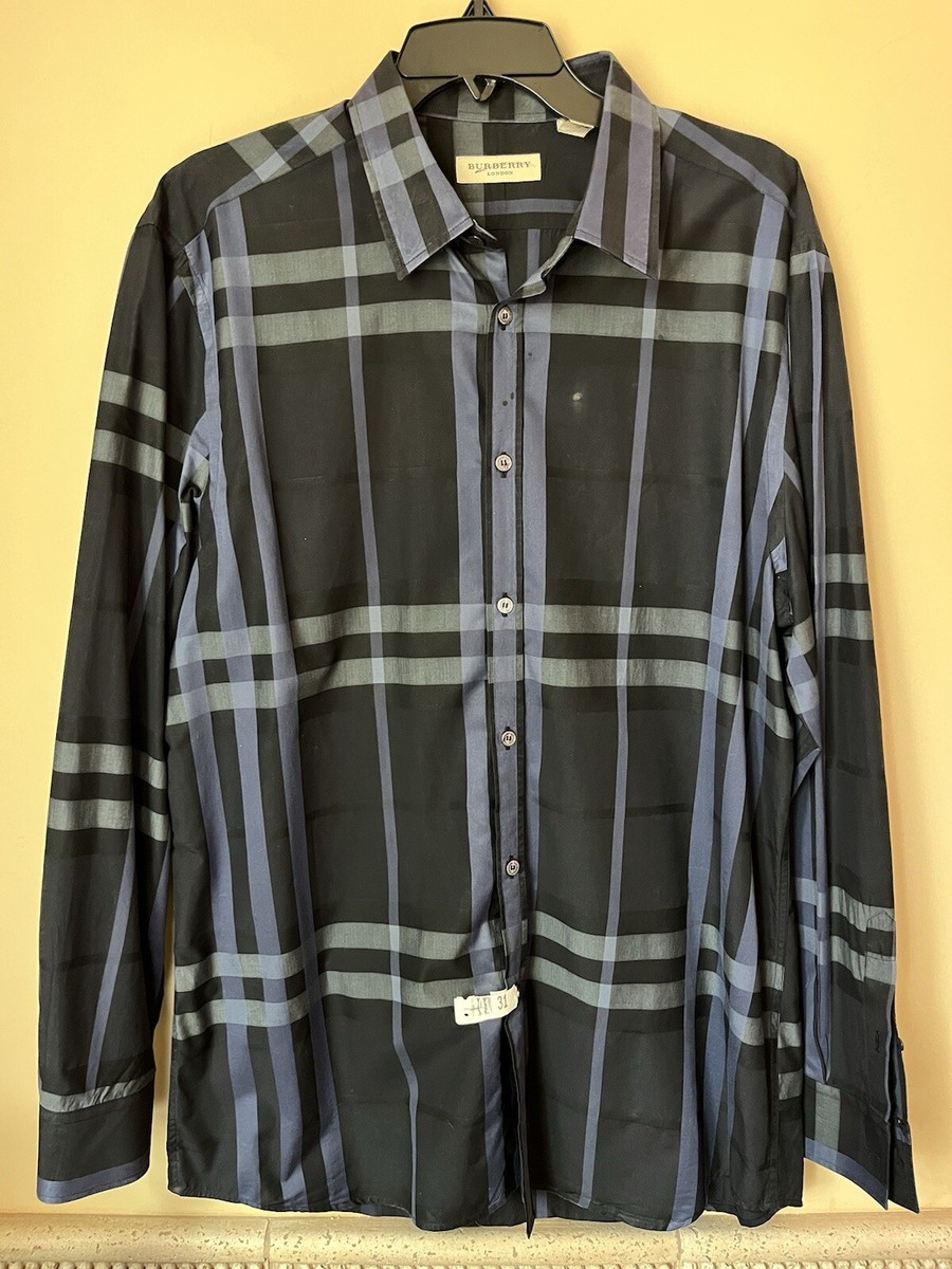 Burberry London Men's Plaid L/S Shirt Size 17 Nk 34/35 Slv Burberry London Men's Plaid L/S Shirt Size 17 Nk 34/35 Slv